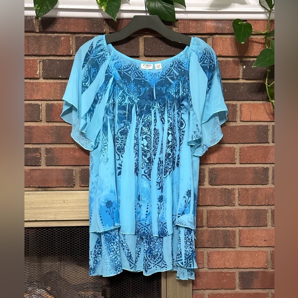 🛍️ CATO Women beautiful blue ruffle Top with comfortable for all day excellent.
